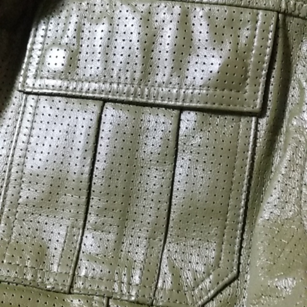 Green Leather Motorcycle Jacket 3XL - Picture 13 of 15